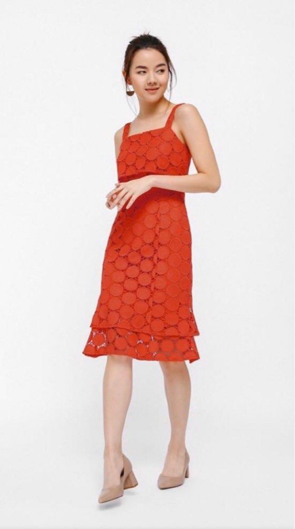 love bonito orange dress Leona Linen Tiered Maxi Dress