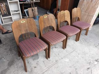 Matsuda solid wood dining chairs for 4  18L x 19W x 17H seat height inches Sandalan height 31 inches In good condition Code akc 1027