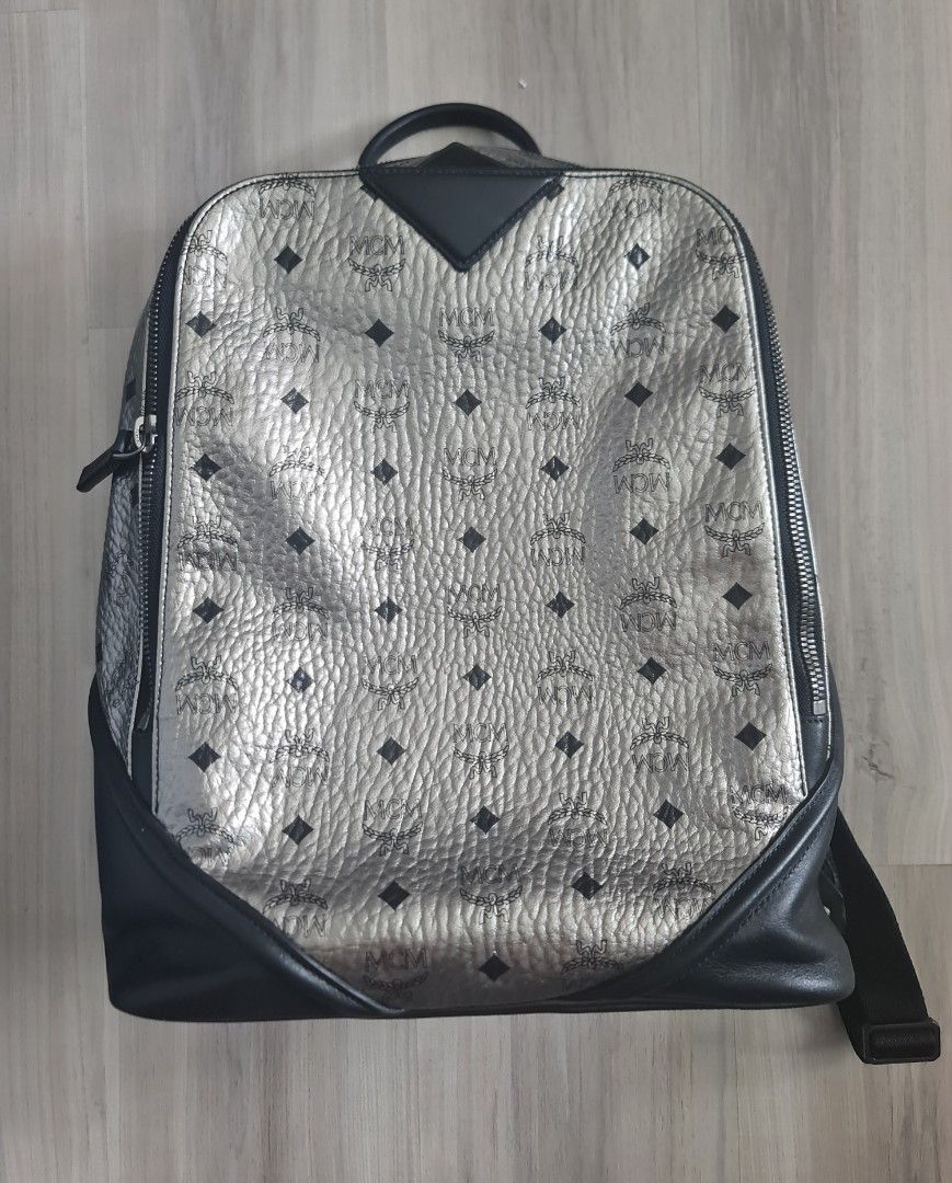 MCM Backpack Silvery Colour Luxury Bags Wallets on Carousell