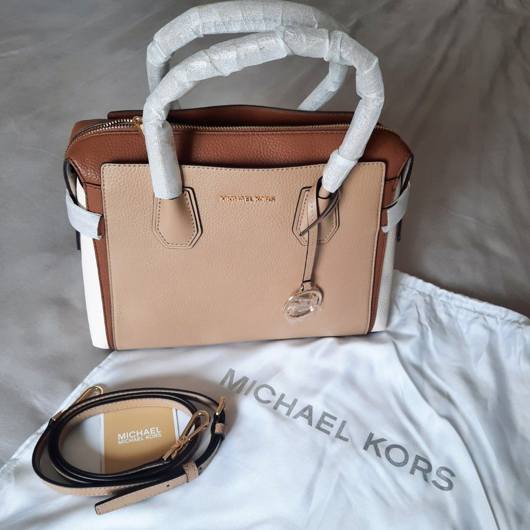 Michael Kors Mercer Belted Small Two tone Brown crossbody satchel bag  (Mirror/BRAND NEW with Pelindung+Card+Dustbag)