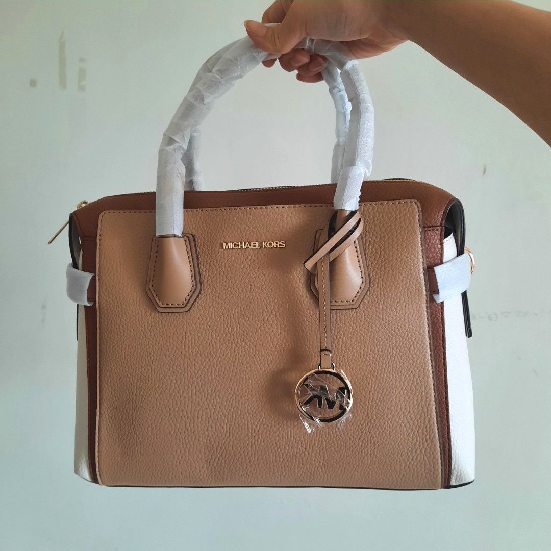 Michael Kors Mercer Belted Small Two tone Brown crossbody satchel bag  (Mirror/BRAND NEW with Pelindung+Card+Dustbag)