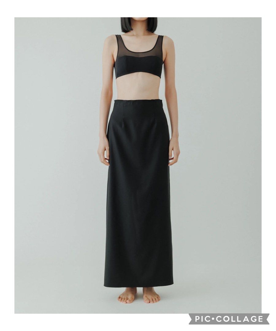 New with tag] yo BIOTOP Black Wool sheer tight skirt (Mermaid