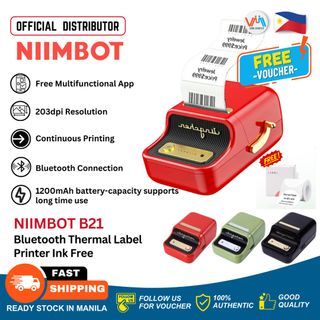 NIIMBOT B21 Bluetooth Thermal Label Printer Ink Free Mini Portable Thermal Printer Labels Maker with free Tape Label Sticker Inkless for Clothing Jewelry Tag Supermarket Retail Store Home Labeling Barcodes Price Name Printing - VMI Direct