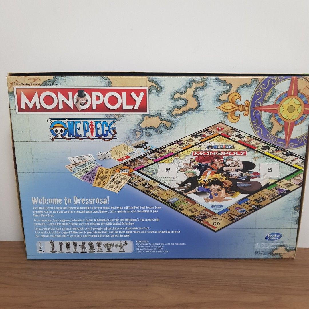 Winning Moves One piece Monopoly Board Game, Tour Dressrosa and join The  Straw Hat Crew and advance to Bellamy, Violet, or even Luffy, 2–6 players