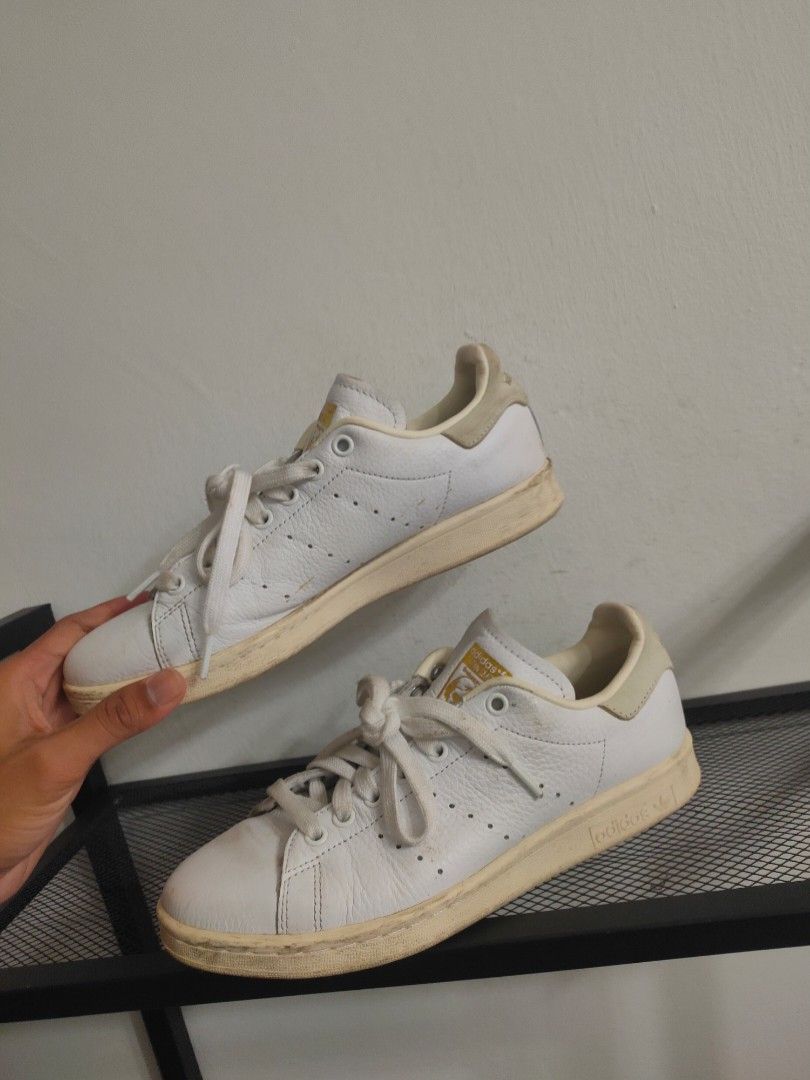 Adidas original stan smith white gold hot sale