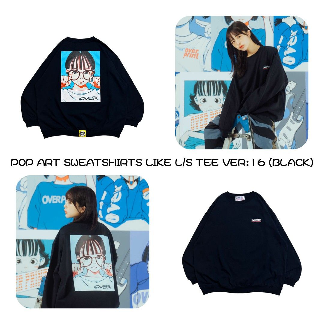 OVERPRINT POP ART SWEATSHIRTS LIKE L/S TEE VER:16 (BLACK)