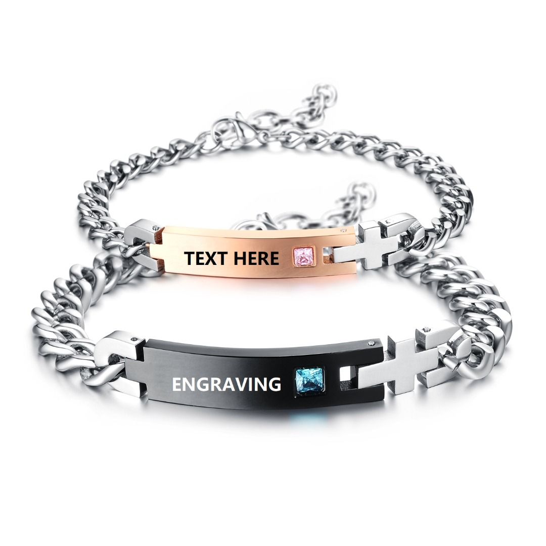 Personalized Stainless Steel Long Tag Chain Bracelet for Men Women