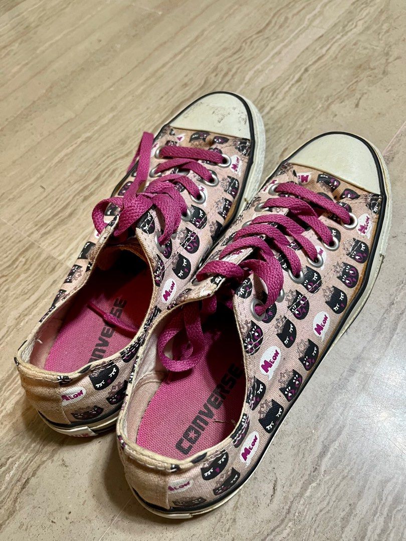 Pink All Star Converse with cat prints