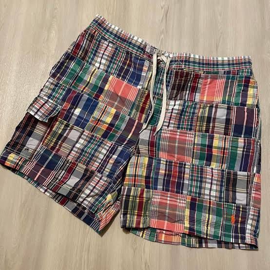 Patchwork madras shorts shop