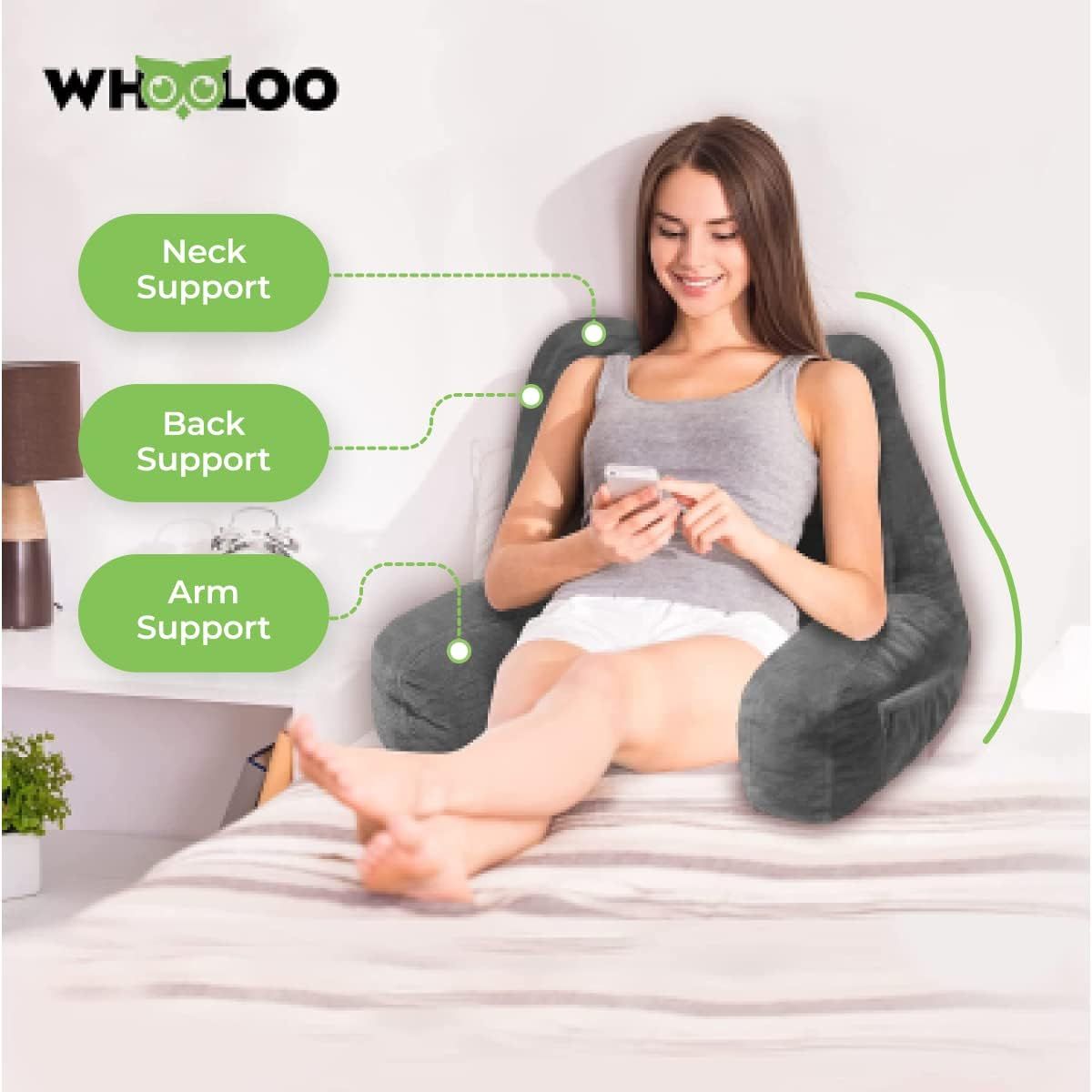 Reading Pillow Sitting Up in Bed Backrest Support Large Adult Back Wedge for Watching TV Bedrest Gerd Heartburn Recovery Snoring Made in The USA 100 Memory Foam w Removable Washable Cover Furniture