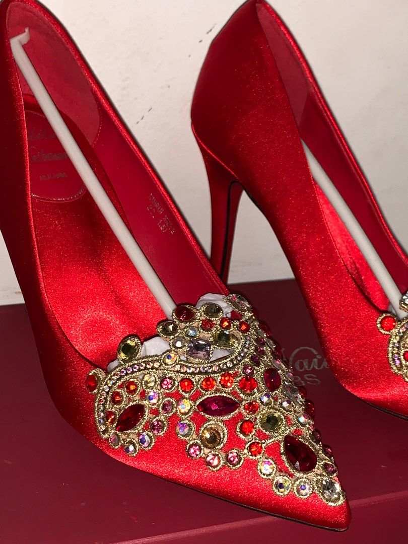 Satin embellished new arrivals heels