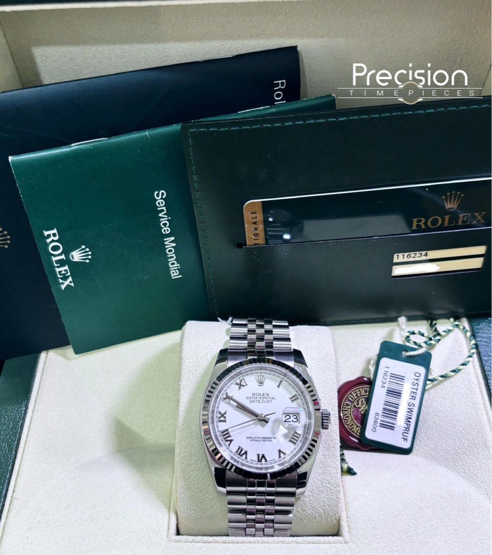 Rolex 116234 DateJust 36 White Roman Numerals Fluted Jubilee