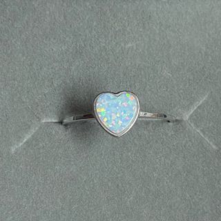S925 Dainty Heart Opal Ring