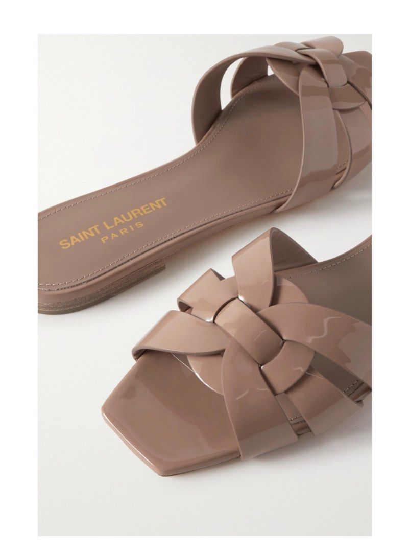 Saint laurent nu pieds woven leather slides top