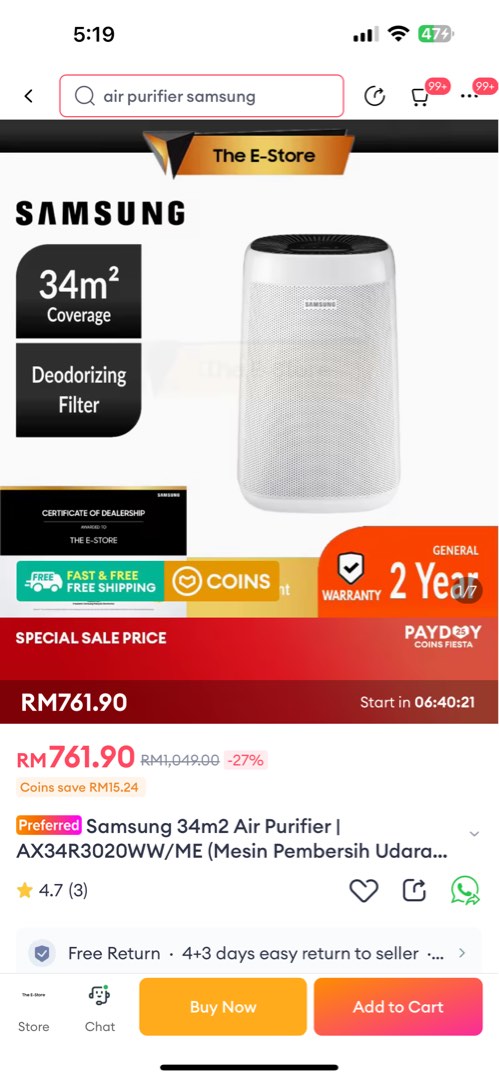 Samsung air online purifier ax34r3020ww review