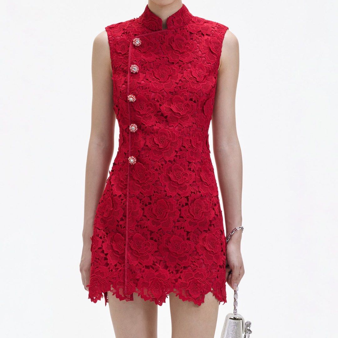 Red lace self 2025 portrait dress