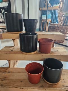 Set of 3 Black Pots