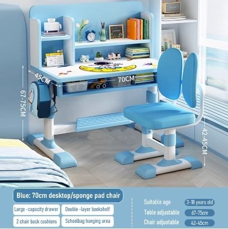 SG STOCK Kids Functional Desk and Chair Set Student Study Desk