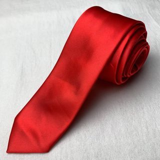 Solid Red Narrow Necktie