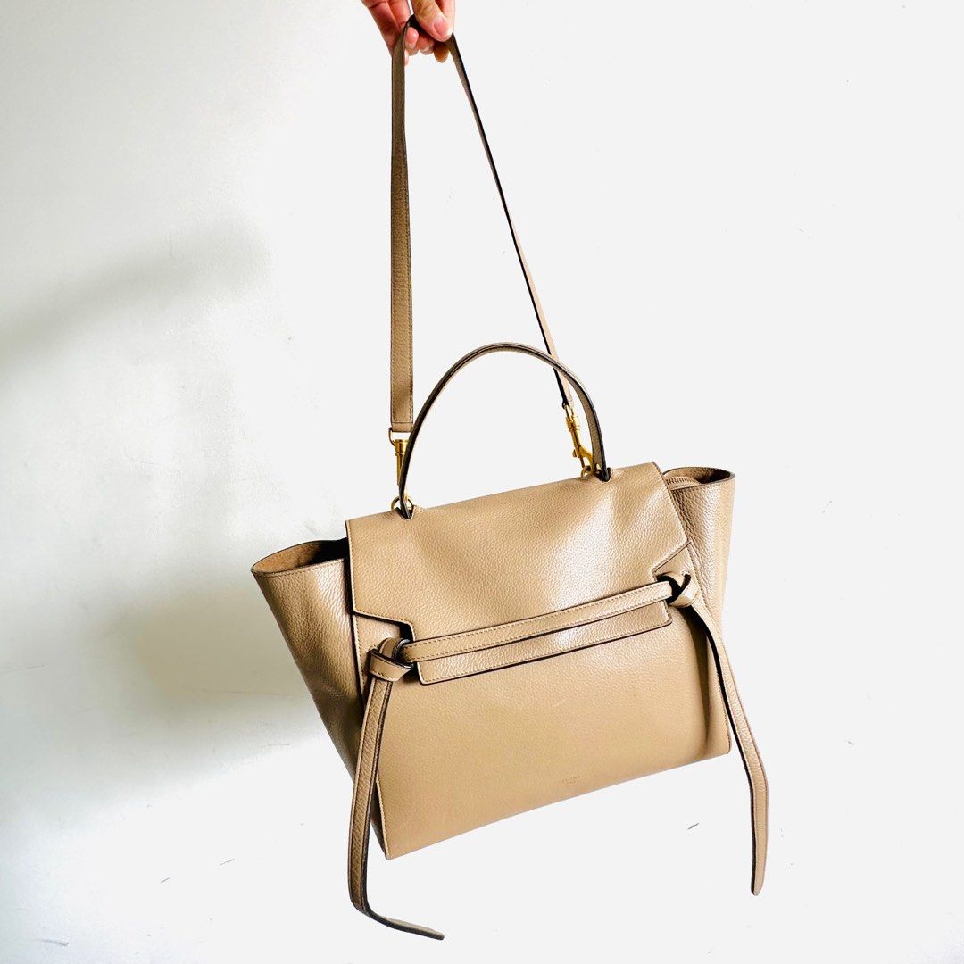 STEAL Celine Light Taupe Mini Belt Bag 2 Way Monogram Grained