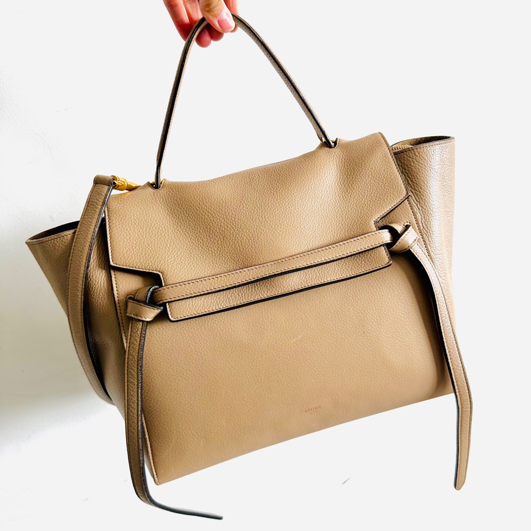 STEAL Celine Light Taupe Mini Belt Bag 2 Way Monogram Grained Calfskin Leather Top Handle Shoulder Sling Bag Authentic Luxury Bags Wallets on Carousell