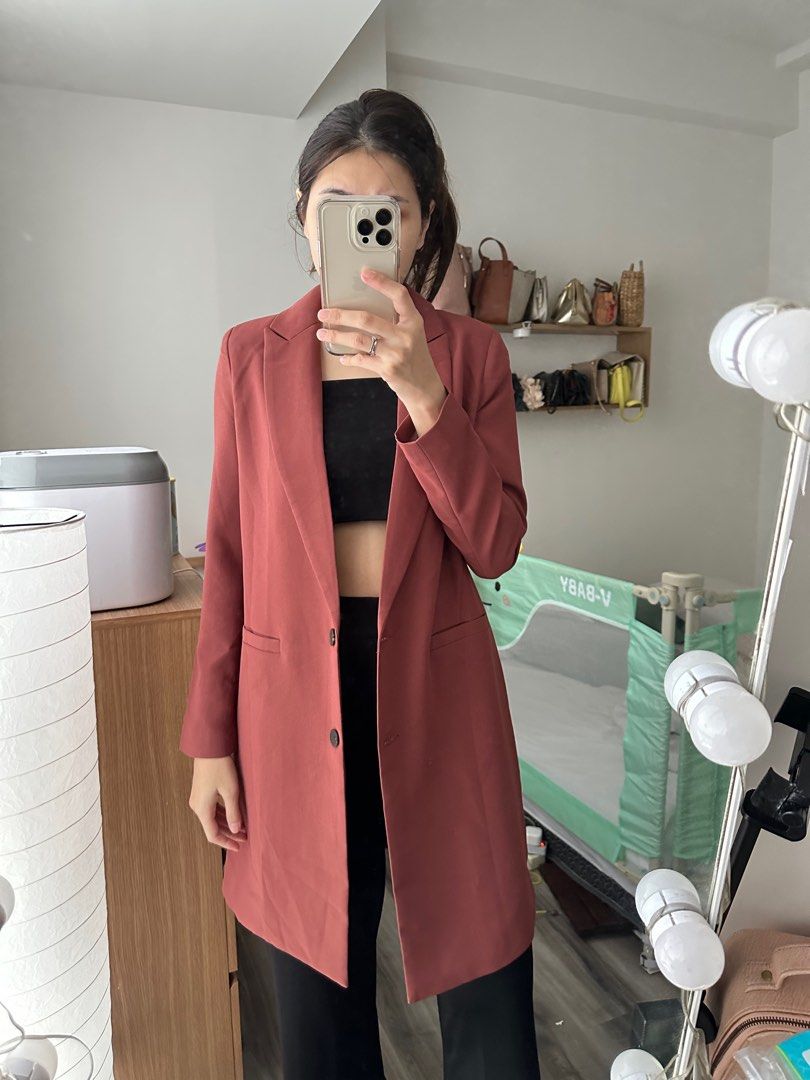 Super long trench coat super long blazer teracotta premium
