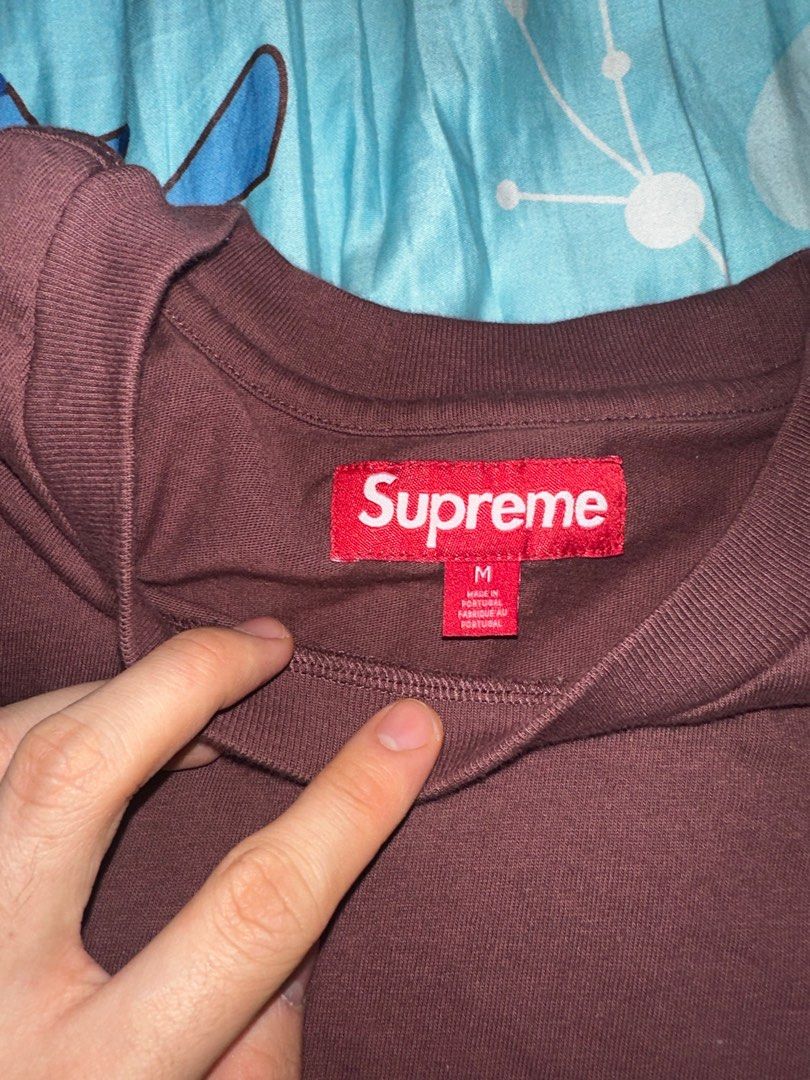 Supreme burgundy box logo tee deals