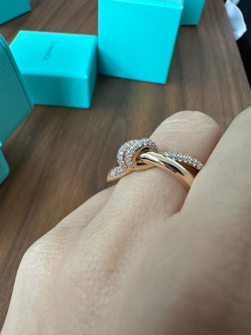 Tiffany And Co Know double row ring diamond Women s Fashion