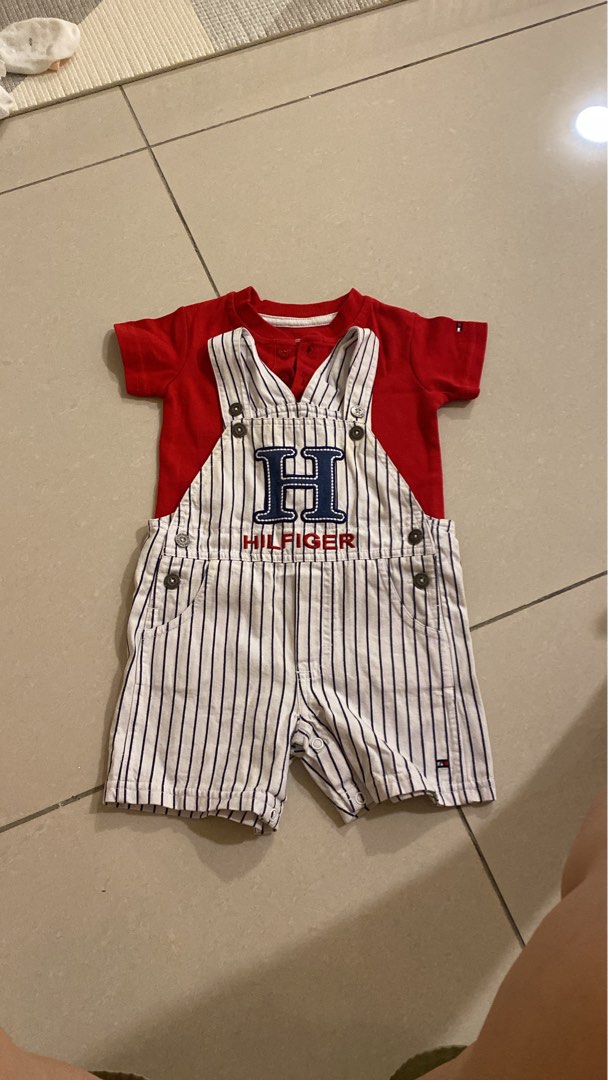 Tommy hilfiger red dungarees sales