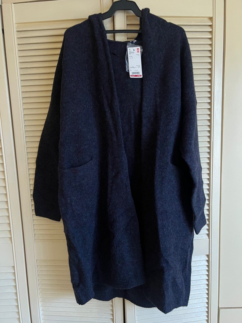 Uniqlo melange wool best sale hooded knitted coat