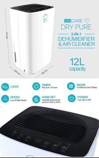 UV Care Dry Pure 2-In-1 Dehumidifier & Air cleaner 12L