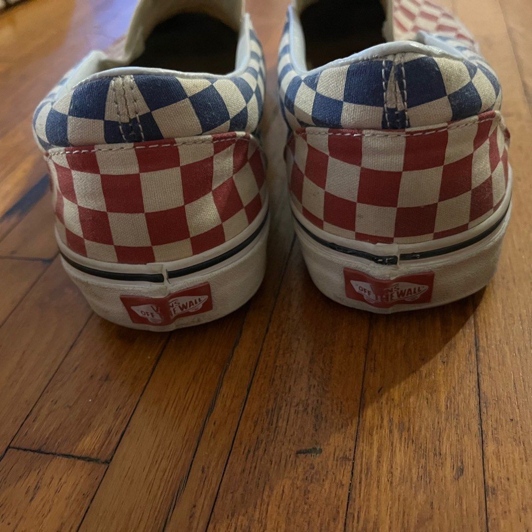 Red blue and clearance white checkerboard vans