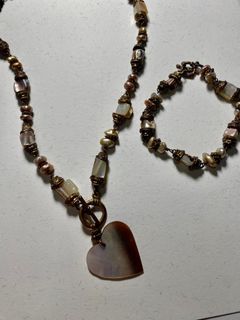 Vintage Beaded Charm Necklace and Bracelet Set #1