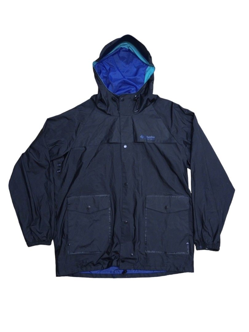 VINTAGE COLUMBIA PVC HOODED RAIN COAT JACKET GOOD AS NEW NO ISSUE INSIDE OUT SIZE LARGE