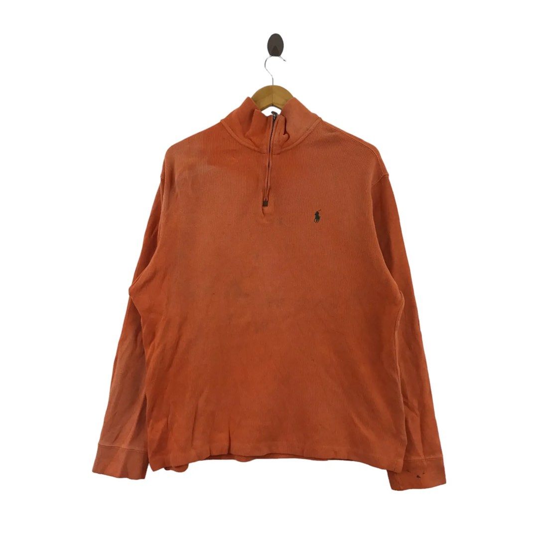 Vintage POLO RALPH LAUREN Small Pony Orange Half Zipper Sweater
