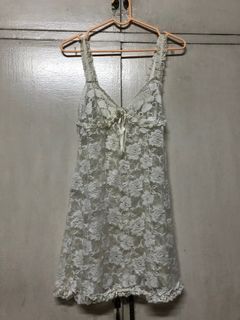 White floral lace nightwear dress