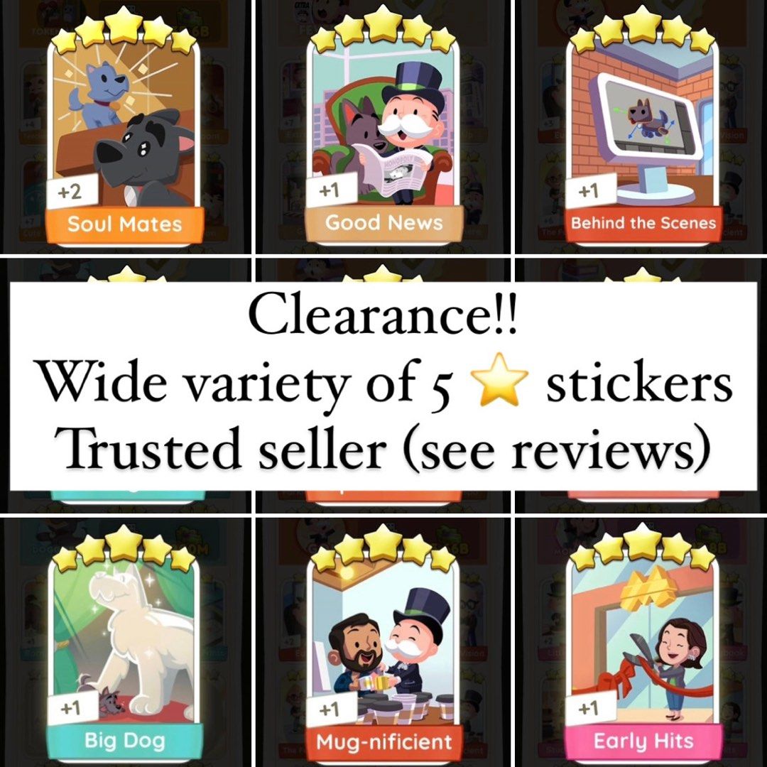 [Wide Variety] 5 Star Monopoly Go Stickers | Spot Rebel, Rad Railroads ...