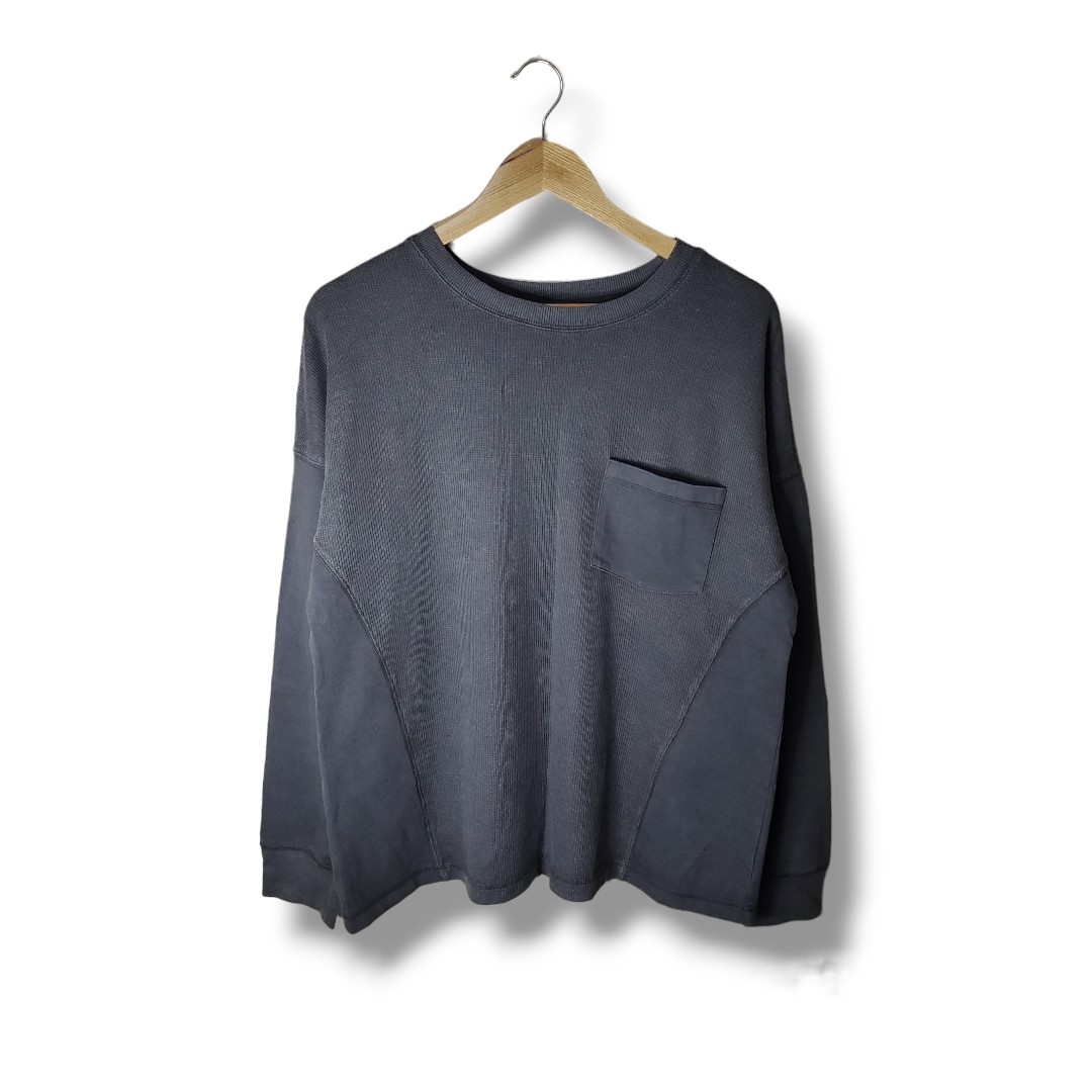 Wild Fable Sweatshirt Charcoal Gray Crewneck Pullover Waffle Knit