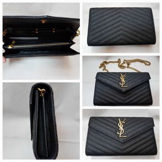 YSL Monogram Wallet on Chain (gold hardware)