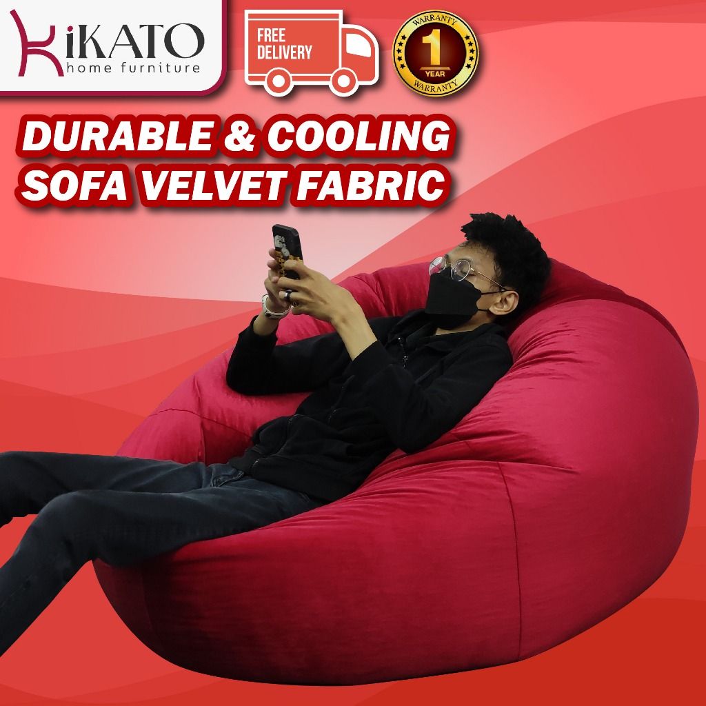 YUGANA HOME XXL Designer Bean Bag Soft Velvet Full Set Ready to