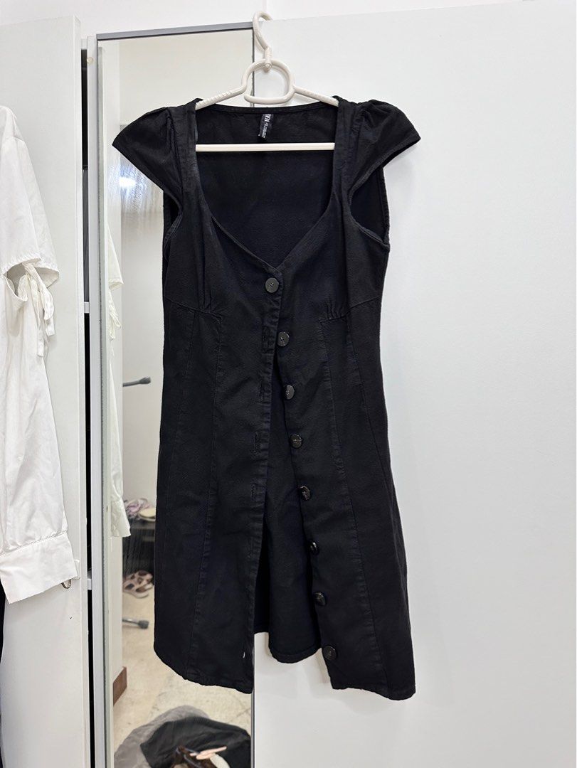 Zara black denim dress deals