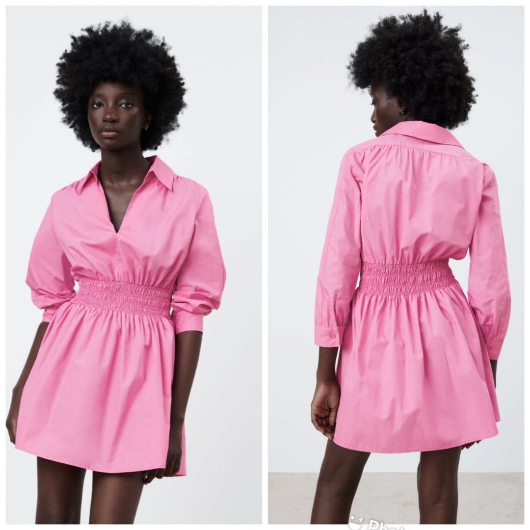 Pink shirt dress zara shop