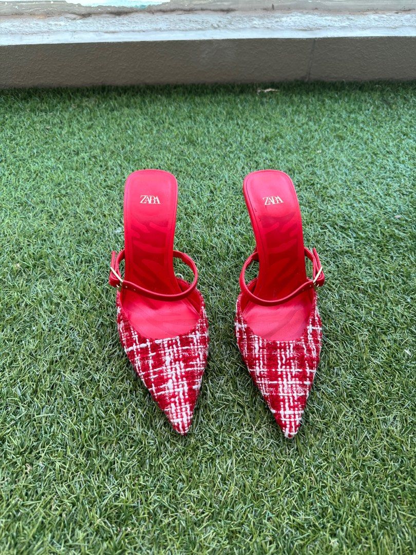 Zara red online mules