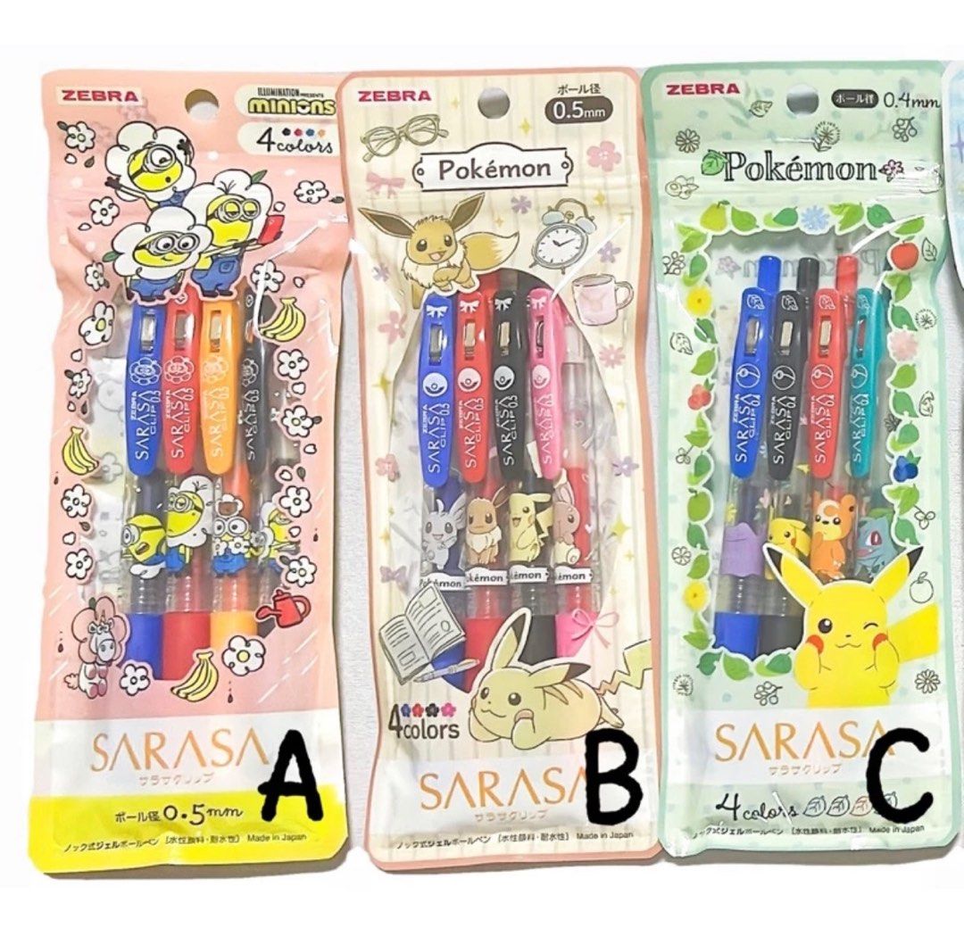 Zebra Pokemon Sarasa Pen pack, Hobbies & Toys, Stationery & Craft