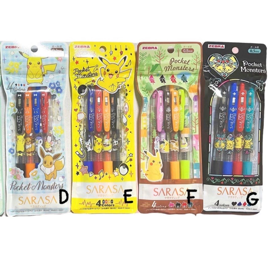 Zebra Pokemon Sarasa Pen pack, Hobbies & Toys, Stationery & Craft