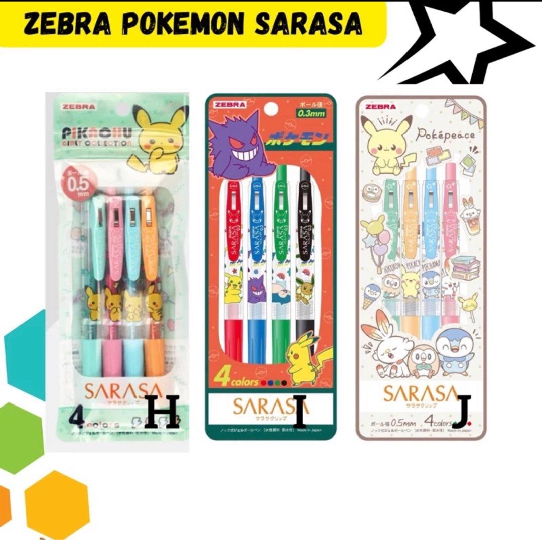 Zebra Pokemon Sarasa Pen pack, Hobbies & Toys, Stationery & Craft