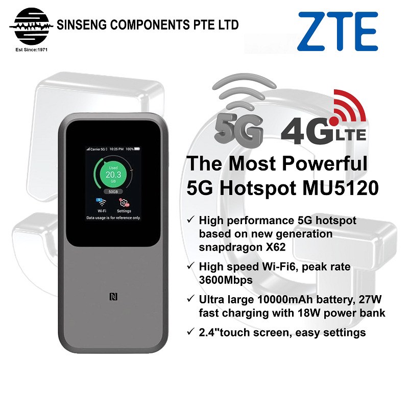 ZTE MU5120 5G Portable WiFi U50 Pro 10000mah 27W Fast Charge WiFi