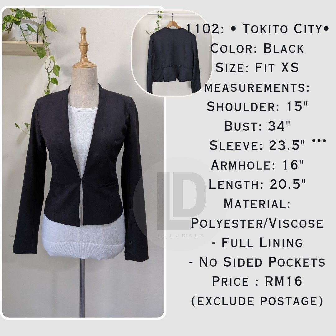 1102 Tokito City Women s Black Blazer
