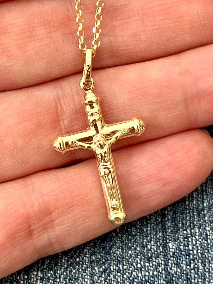 Pure gold hotsell cross necklace