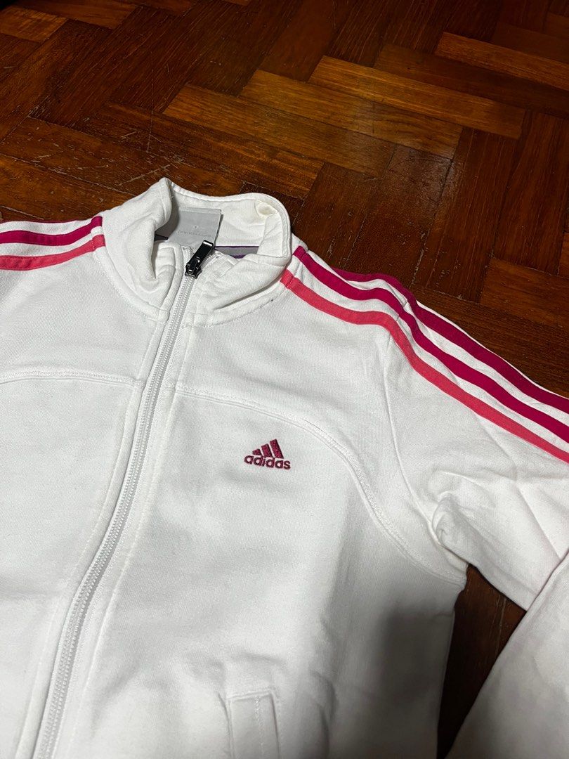 Adidas white and pink jacket